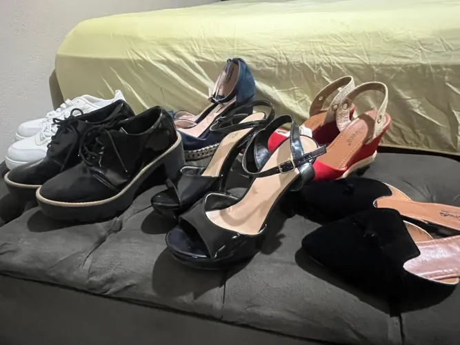 Sapatos diversos (Salto via uno,Oxford,tênis sal e pimenta,sandália Bebece e mule.