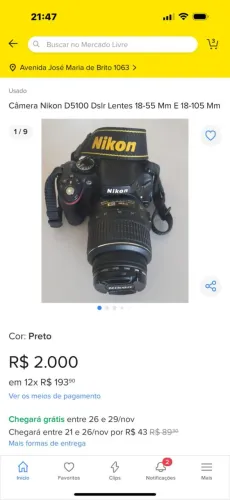 Kit Câmera semi profissional Nikon 