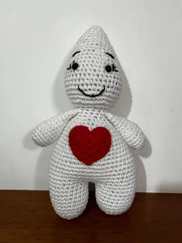 Zé Gotinha em Crochê Amigurumi Vacina Boenquinho Pelúcia Branco