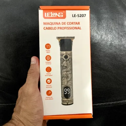 Máquina de Cortar Cabelo Profissional de Metal com Display LED LE-5207 Lelong