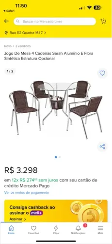 Jogo De Mesa 4 Cadeiras Sarah Alumínio E Fibra Sintética