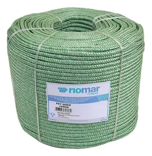 Corda Riomar Pet Trançada Verde Tipo Seda 8mm X 360m 15kg