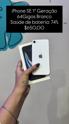 iPhone SE 1° Geração 64GB Branco Saúde de Bateria 74% R$650,00