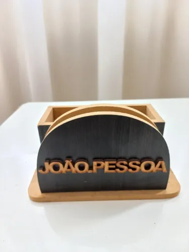 Porta-Guardanapos João Pessoa de Madeira Suporte Tempero Mesa Nordeste Galheteiro