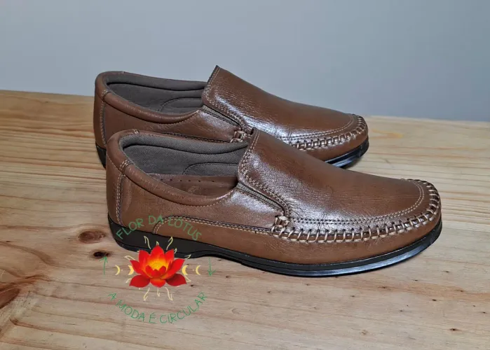 Mocassim Marrom Claro em Couro Pespontos Constantino Stile Tam.37 NOVO 