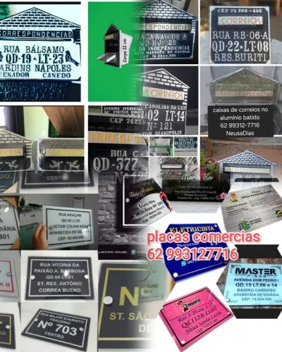 Trabalhamos com placas de endereço no alumínio batido caixas de correios 