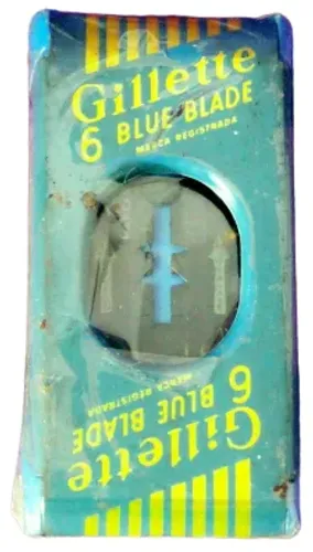 Antigo estojo com 6 lâminas. Gillette. Lacrado