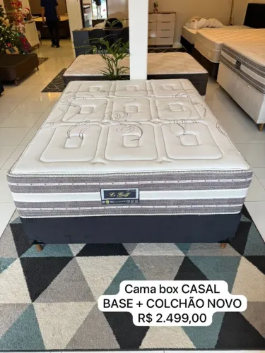Cama BOX CASAL BASE + COLCHÃO NOVO TOP - ENTREGO!!