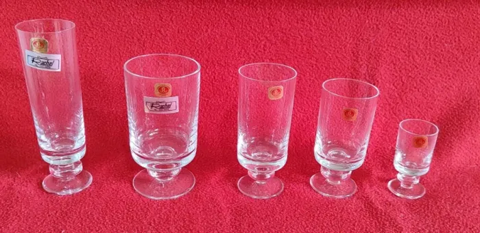 Conjunto de Copos Antigos de Cristal Reynoso - feito à mão