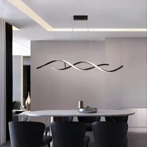 Luminária Pendente Led Preto Espiral Dna Moderno Sala Jantar 110V/220V