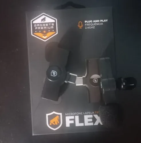Microfone de Lapela Flex, Conexão USB tipo-c, Preto, GS-8907-IP, Gshield