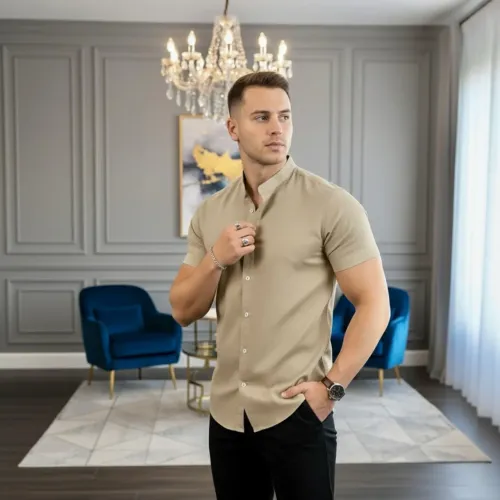 Camisas gola padre linho 