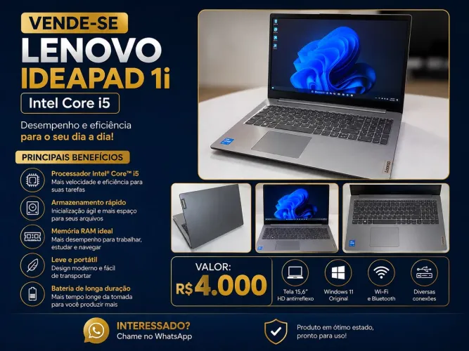Notebook Lenovo IdeaPad 1i Intel Core i5 - NOVO NA CAIXA