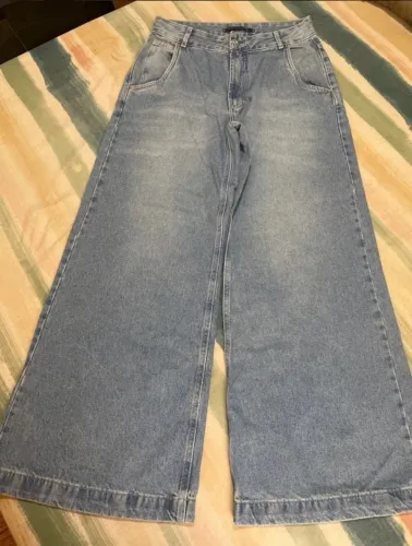 Calça wide leg pantalona jeans nova
