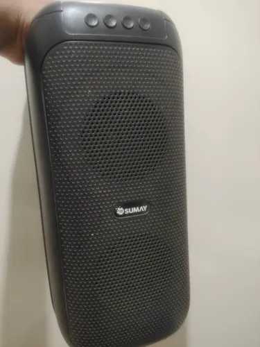 Caixa de Som Portátil Bluetooth Sumay e Microfone com Fio