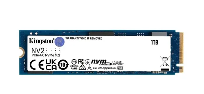 SSD 1 TB Kingston NV2, M.2 2280 PCIe, NVMe, Leitura: 3500 MB/s e Gravação: 2100 MB/s