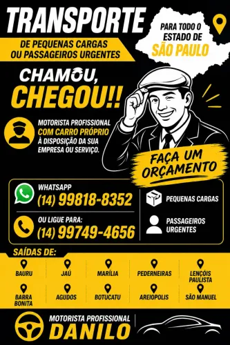 Transportes urgentes de cargas ou Pessoas