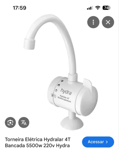Torneira elétrica pia da cozinha