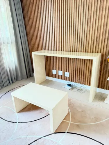 Conjunto Aparador + Mesa de Centro Mármore Italiano Botticino