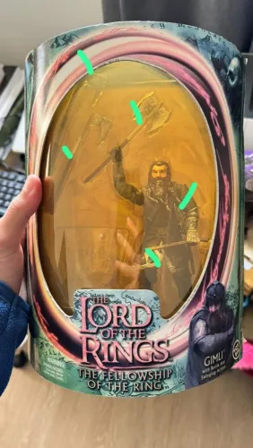 Gimli Sociedade do Anel Toy Biz com 5 machados e capa de tecido
