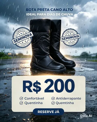 Bota cano longo bibi preta boradado coração