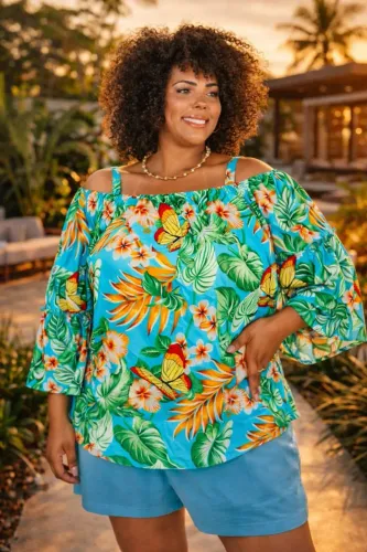 BLUSA CIGANINHA FEMININA<br>Blusa Ciganinha Feminina Tamanho G - Viscose - R$ 35,00