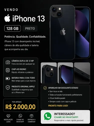 iPhone 13, 128gb preto
