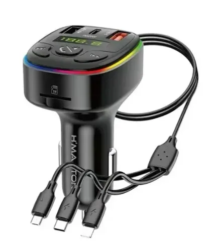 Transmissor FM Veicular Bluetooth 5.3 e Carregador H'Maston Automotivo Para Carro 