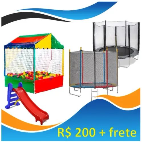 Piscina de Bolinha + Cama Elástica + Escorregador