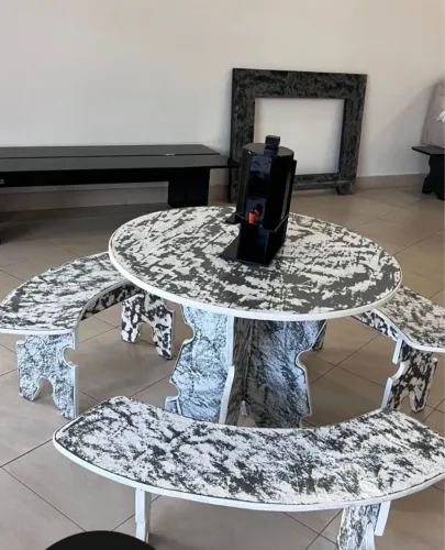 Mesa de jardim em pedra ardósia