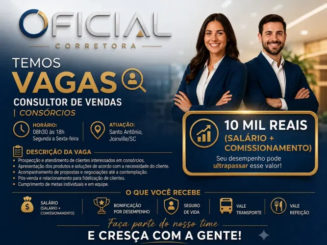 Vaga: Vendedor(a) Interna - Ótima remuneração 