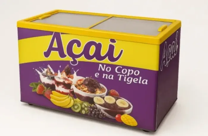 Freezer para Açaí Expositor Horizontal Comercial Congelamento Rápido