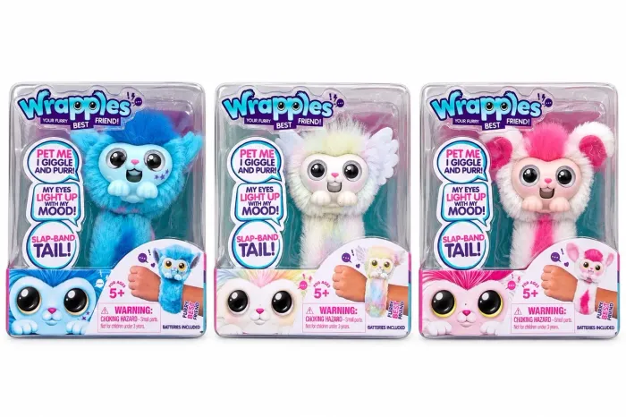 Wrapples Pet Interativo de Pelúcia com Luzes, Sons e Cauda Pulseira-3 Modelos Disponíveis