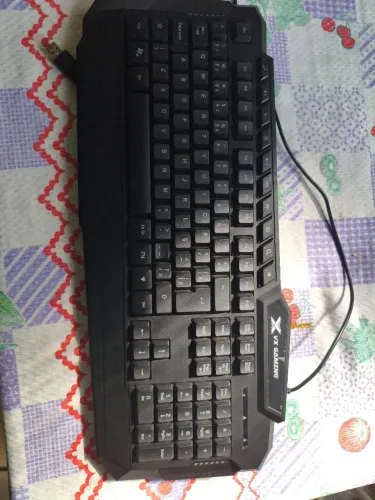 Teclado USB Gamer VX Gaming Hercules LED QWERTY Preto Com<br>Retroiluminação