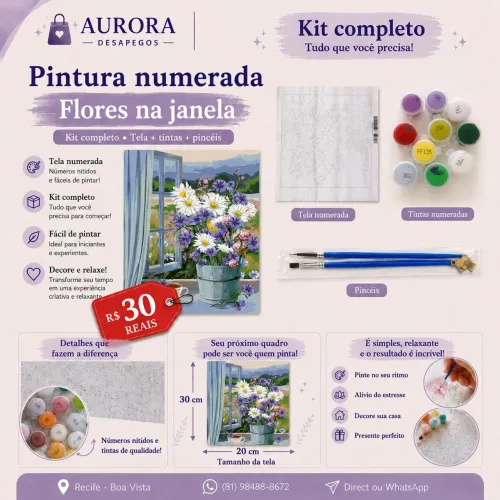 Pintura numerada: Flores na janela