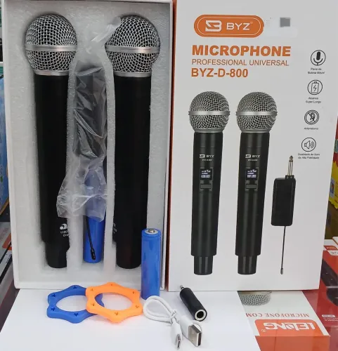 Microfone Sem Fio Profissional Duplo BYZ-D-800.