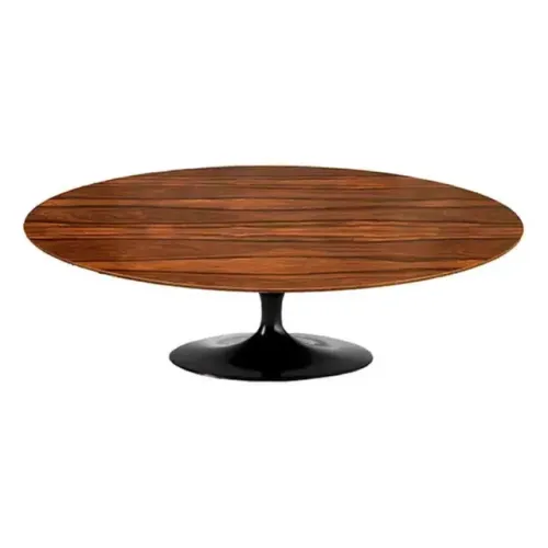 Mesa de Centro Saarinen 1,20MT X 0,80CM Oval Pau Ferro, BASE PRETA