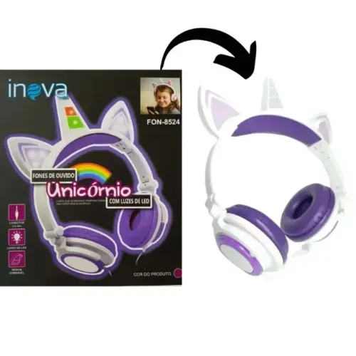 Fone de Ouvido Unicórnio Inova Led Fon-8524