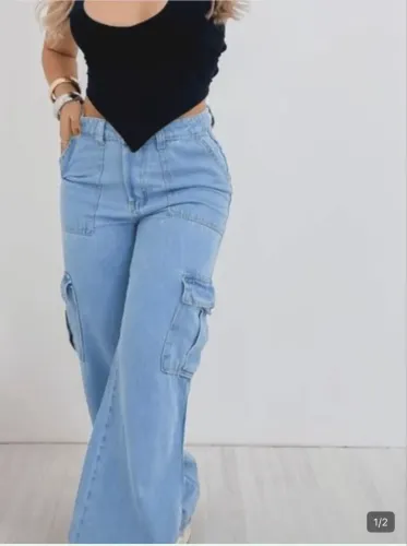 Calça cargo wide leg
