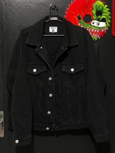 Jaqueta Jeans Masculina Oversized Preta