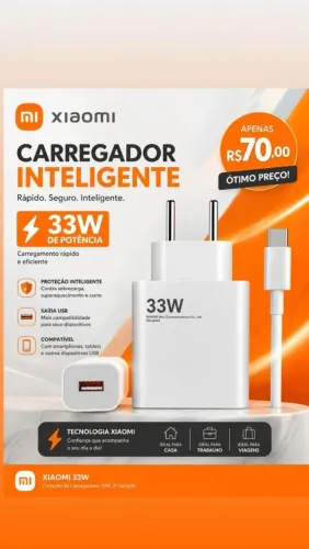 Carregador xiaomi Type C 33w