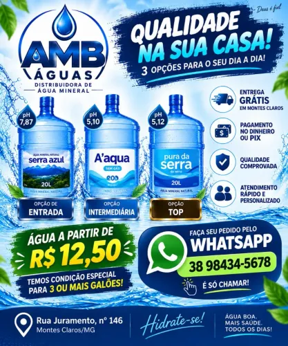 Água Mineral 20 L varejo e atacado!