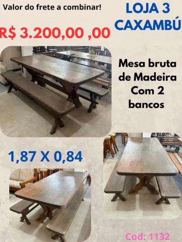Mesa de Madeira com 2 bancos - Jundiaí 