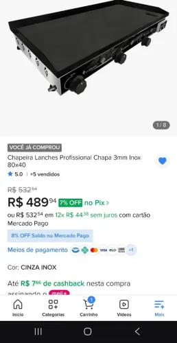 Chapa para Lanchonete