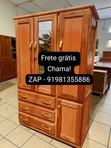 Guarda roupa de solteiro 3 portas madeira jatobá novo!