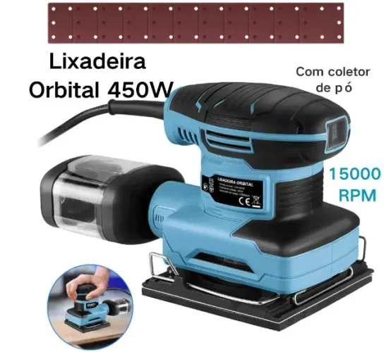 Lixadeira Orbital Profissional 450W Dobevi com coletor de pó + 10 lixas - 220V - Garantia