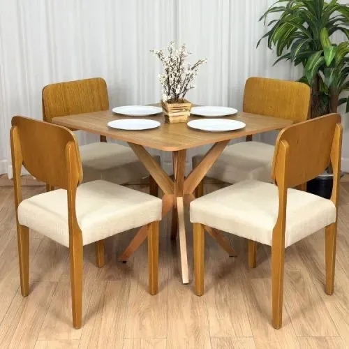 Mesa de Jantar Simpatia 0.90×0.90 Quadrada c/4 Cadeiras Entrega Rápida