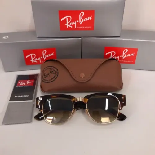 óculos de sol ray-ban mega clubmaster marrom degrade lentes de cristal