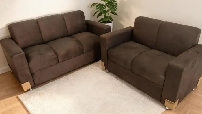 Sofá 2 e 3 Lugares Suede Caramelo D33 Resistente e Confortável Luxo