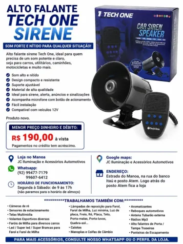Alto falante/ sirene automotiva  7 sons 